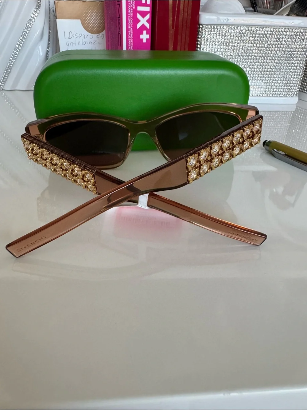Givenchy Brown Crystal-Embellished Cat-Eye Sunglasses